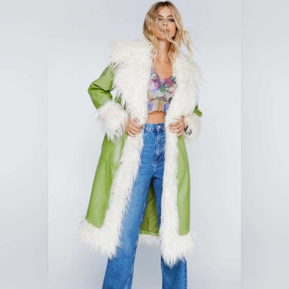Rare Penny Lane" Coat faux fur trim by Nasty Gal